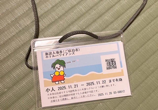 ホテルハワイアンズ宿泊者用のプール入場券